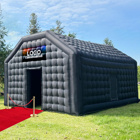 Large Black Inflatable Nightclub 20X16.5X12Ft Disco Cube Gazebo Event House with Logo Area Portable Inflatable Party Tent for Birthday, School Events, Backyard Party, Rental Business OZIS
