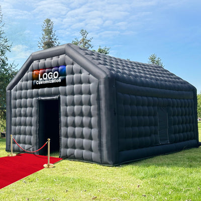 Large Black Inflatable Nightclub 20X16.5X12Ft Disco Cube Gazebo Event House with Logo Area Portable Inflatable Party Tent for Birthday, School Events, Backyard Party, Rental Business