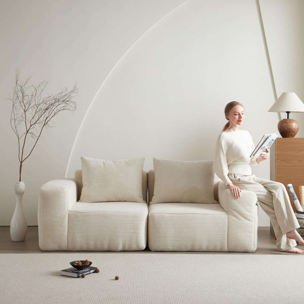 Swbvs Futon Sofa Bed, Sectional Small Couch, Sleeper Sofa, Loveseat, Modern Futon Couch, Sofa Cama, Couches for Living Room, Bedroom, Beige Swbvs