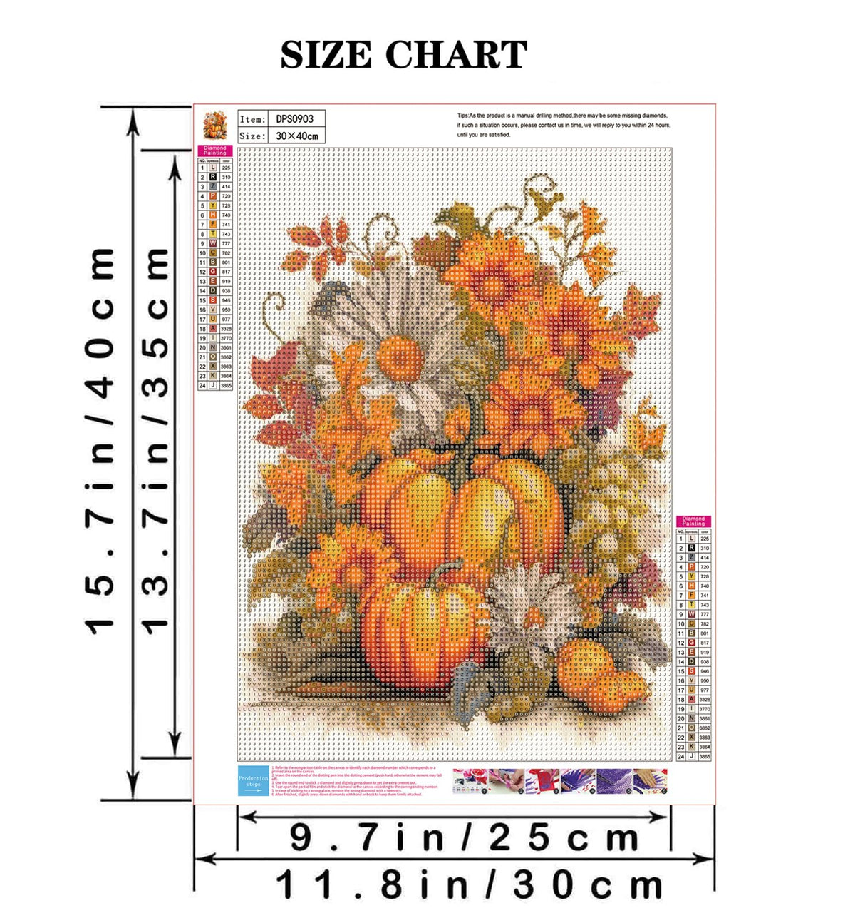 Semneroy Fall Diamond Art Kits for Adults Beginners, DIY 5D Fall Pumpkin Diamond Painting Kits Thanksgiving, Full Drill Paint with Diamonds Art Painting Flowers for Home Decor 12x16 inch Semneroy