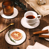 4 Pieces Wood Beaded Coasters 3.9 Inch Round Rustic Farmhouse Coasters Wooden Coasters for Drinks Decorative Table Top Coasters Wood Bar Coaster Set for Housewarming Home Kitchen (Beige) Honeydak