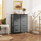 WLIVE Fabric Dresser for Bedroom, Tall Dresser with 8 Drawers, Storage Tower with Fabric Bins, Double Dresser, Chest of Drawers for Closet, Living Room, Hallway, Dark Gray WLIVE