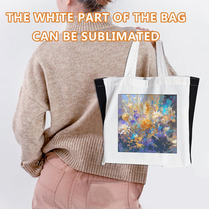 OKBA Sublimation Tote Bags, blank polyester shopping canvas tote bags side black for DIY Crafting and Decorating (10)