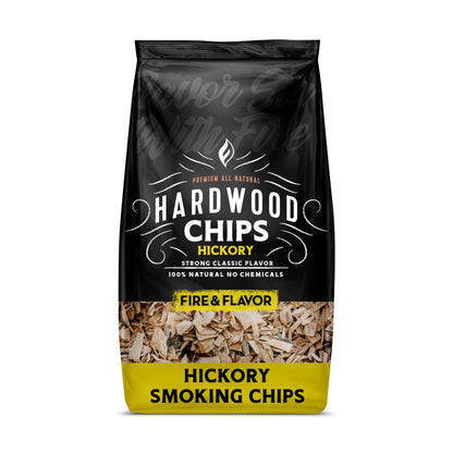 Fire & Flavor Premium All Natural Wood Chips for Smoker - Wood Chips for Smoking - Smoker Wood Chips - Smoker Accessories Gifts for Men and Women - Hickory - 2lbs