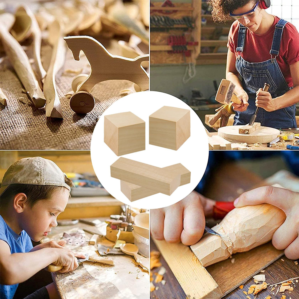 HILELIFE Basswood Carving Blocks 16 Pcs Bass Wood Blocks for Wood Carving Whittling Wood Smooth Basswood Blocks for Carving HILELIFE