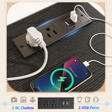 EnHomee 63" W 18 Drawers Dresser with LED Lights & Power Outlets Long Dresser for 65" TV Stand for Bedroom Large Fabric Dressers & Chests of Drawers for Bedroom, Sturdy Metal Frame (Charcoal Black) EnHomee