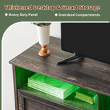 Homkdom Dressers for Bedroom,6 Drawers Dresser with LED Light,Power Outlets and Open Shelves,Chests of Drawers for 65 inch TV, for Hallway, Entryway, Dark Rustic Oak Homkdom