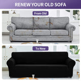 Joccun Stretch Couch Cover Slipcovers, 1-Piece Sofa Covers for 3 Cushion Couch Spandex Jacquard Washable Furniture Protector Cover for Living Room,Kids,Pets(Sofa,Black) Joccun