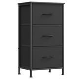 SONGMICS Dresser for Bedroom, Chest of Drawers, Steel, MDF, 3 Non-Woven Fabric Drawers, Storage Organizer Unit, Closet, Entryway, Ink Black and Ebony Black ULGS313B01S SONGMICS