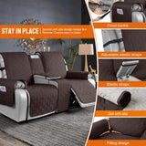 VANSOFY Loveseat Recliner Cover with Console 100% Waterproof Sofa Slipcovers Non-Slip Reclining Couch Covers Split Sofa Cover Furniture Protector for Pets, Dogs(Chocolate) VANSOFY