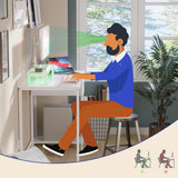 Pamray 39 Inch Computer Desk with Monitor Stand Small Home Office Desks with Non-Woven Storage Drawer for Bedroom Study Table Writing and Work Desk White,White Leg Pamray