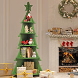 BALANBO Corner Bookshelf Christmas Tree Shape Rubber Wood Corner Bookcase for Study Living Room Bedroom Office Hall H71.1''（Green） BALANBO