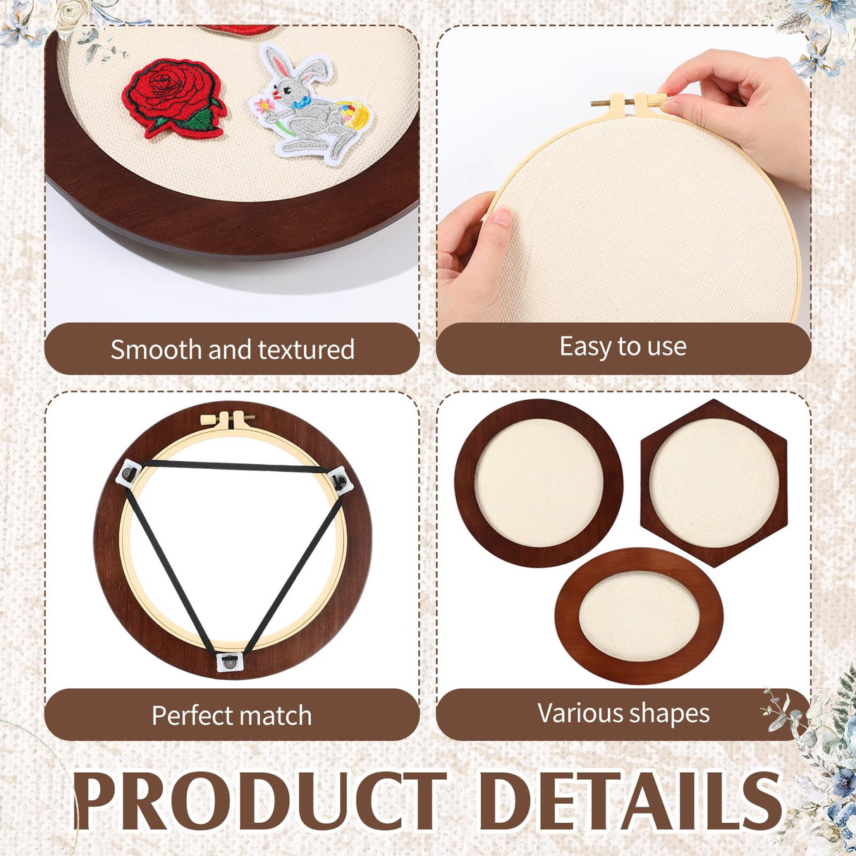 Vercraft 3 Set Embroidery Hoop Frame 8 Inch Decorative Wood Embroidery Frame with 8 Inch Cross Stitch Hoop for Display Finished DIY Art Craft Hanging Sewing Ornaments, Round, Hexagon, Oval Vercraft