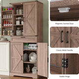 FUSOU 72'' Kitchen Storage Pantry Cabinet, Tall Storage Cabinet with 8 Door Shelves, 2 Cabinets and 1 Drawer, Freestanding Cupboard for Kitchen, Dining Room, Bathroom, Laundry, Living Room, Espresso FUSOU