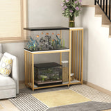 WOULHOMY 29 Gallon Fish Tank Stand, Metal Aquarium Stand with Shelves for Fish Tank Accessories Storage, Reptile Tank Turtle Terrariums Stand for Home Office (Gold) WOULHOMY