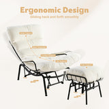 ovios Rocking Chair with Ottoman, Glider Recliner with Footrest, Lazy Accent Armchair with Comfy Cushion for Living Room Bedroom Office, Cloud Plush Velvet, White ovios