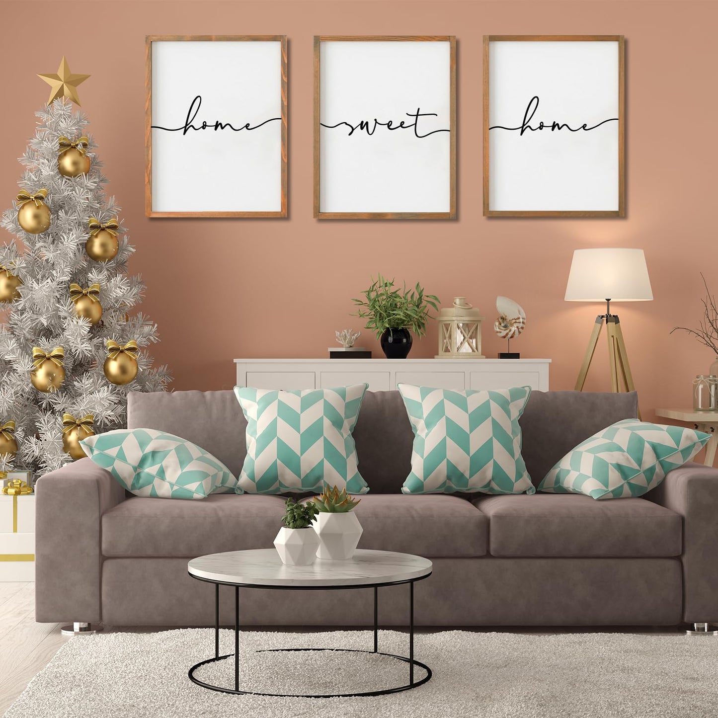 Heiple Set of 3 Framed Farmhouse Home Sweet Home Sign 11"x14" Above Bed Wall Decor for Bedroom Decor and Living Room Wall Art Wood Signs (Brown, 11''x14)