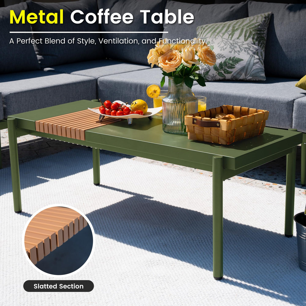 Sundale Outdoor 7 Pieces Metal Patio Furniture Set, Outdoor Sectional Sofa w/6 Inch Olefin Cushion and Coffee Table, Modern Outdoor Conversation Sets Sundale Outdoor