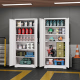 DEVAISE Garage Storage Cabinet, Metal Storage Cabinet with 2 Doors and 5 Adjustable Shelves, 71'' Lockable Steel File Cabinet, White Storage Cabinet for Home, Office, Garage, Shool, Gym DEVAISE