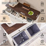 IFGET Modern Double Tilt-Out Trash Cabinet, 20 Gallon Fluted Laundry Hamper Cabinet with 2 Drawers, Wooden Hidden Garbage Can Cabinet with Storage Basket,Free Standing for Kitchen & Living Room, White IFGET
