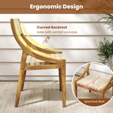 Tangkula Outdoor Dining Chair Set of 4, Teak Wood Armless Patio Chair w/Webbing Seat & Backrest, Mid Century Wooden Chair for Dining Room, Porch, Backyard, Lawn, Garden, Deck (Natural,4) Tangkula
