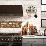 Rooty Heart Windmill Key Holder for Wall Mount, Key and Mail Holder for Wall with Key Shelf, Keys Holder on Wall, Farmhouse Decor Rooty Heart