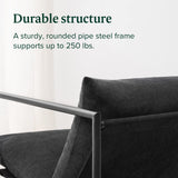 ZINUS Aidan Sling Accent Chair, Metal Framed Armchair with Shredded Foam Cushioning, Black ZINUS