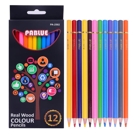PABLUE Colored Pencils, Premium Soft Core, 12 Professional Colored Pencils for Adults,school and Coloring Book, Artist Drawing Pencils with a Water Color Brush for Blending, Sketching, Shading PABLUE