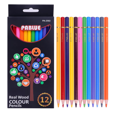 PABLUE Colored Pencils, Premium Soft Core, 12 Professional Colored Pencils for Adults,school and Coloring Book, Artist Drawing Pencils with a Water Color Brush for Blending, Sketching, Shading