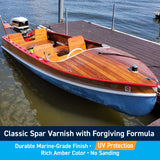 TotalBoat Gleam Marine Spar Varnish, Gloss and Satin Polyurethane Finish for Wood, Boats and Outdoor Furniture (Satin Low-Sheen Quart) TotalBoat