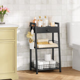 Gewudraw 3-Tier Bathroom Ladder Shelf with Drawer, Freestanding Tower Shelf Ladder Bookshelf for Living Room, Bedroom -Black Gewudraw