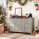 LGHM Dressers for Bedroom with 9 Drawers, 9 Drawer Dresser with Textured Borders, 58" W Chest of Drawers Closet Organizers and Storage Clothes - 6" Deep Drawer for Bedroom, Living Room,Gray LGHM