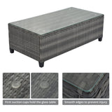 8-pieces Outdoor Patio Half-Moon Sectional Sofa Sets With Rectangular Coffee Table, All Weather PE Rattan Wicker Curved Sofa Set, Water-resistant and UV Protected Conversation Sets (Gray 8-piecesr) XD Designs