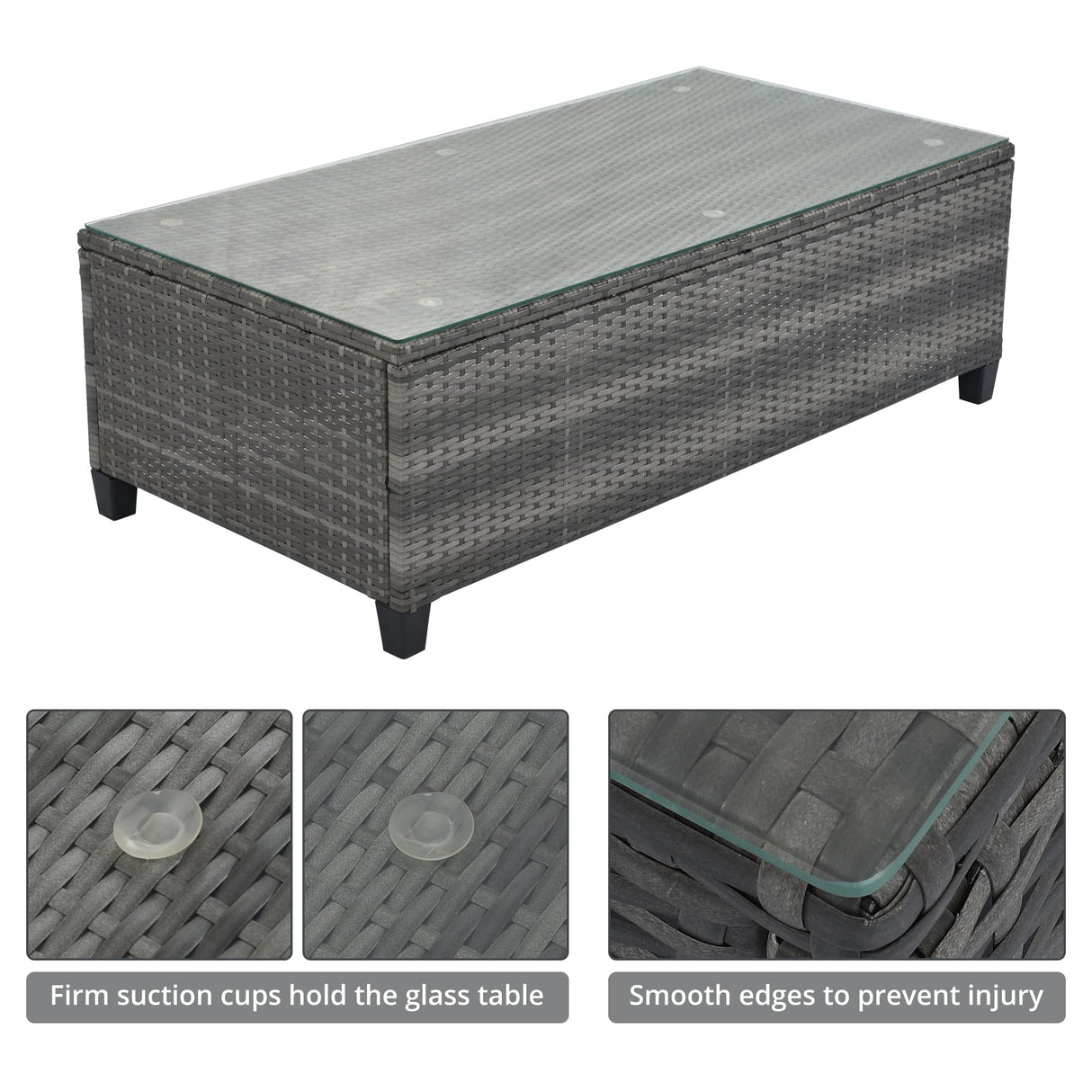 YSWH 8-Pieces Half Moon Patio Furniture Set Outdoor Sectional Couch Wicker Patio Furniture Cushioned Sofa with Coffee Table and Side Tables Beige YSWH