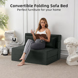 FILUXE Convertible Folding Sofa Bed - Sleeper Chair with Pillow, Modern Linen Fabric Floor & Futon Couch, Foldable Mattress for Living Room/Dorm/Guest/Home Office/Apartment, Standard Size, Dark Gray FILUXE