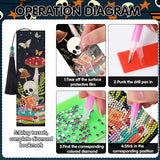 Sitsink Diamond Art Bookmarks Kit - Funny Book Lover Skull Boho Mystic Mushroom Diamond Painting Kits Bookmarks Gem Art Rhinstone DIY Crafts Kit for Adults Sitsink