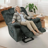 HAOMARKETS Oversized Power Lift Recliner Chair with Massage and Heat for Elderly, Soft Fabric Electric Lifting Recliners with Side Pockets and USB Port for Living Room, Dark Green HAOMARKETS