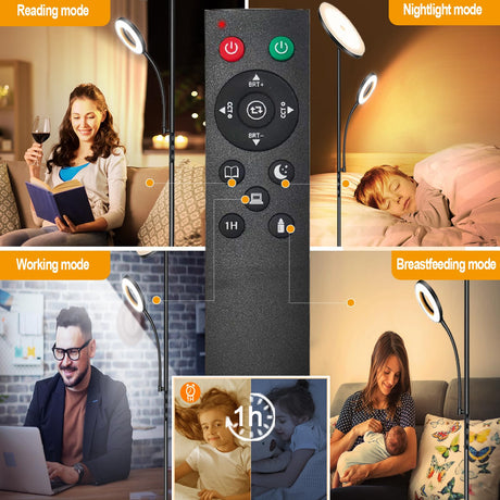 marctronic Floor Lamp, Upgraded 42W 4000LM Super Bright LED Floor Lamp for Living Room Bedroom, Dimmable Standing Reading Floor Lamps with Remote & Touch Control marctronic