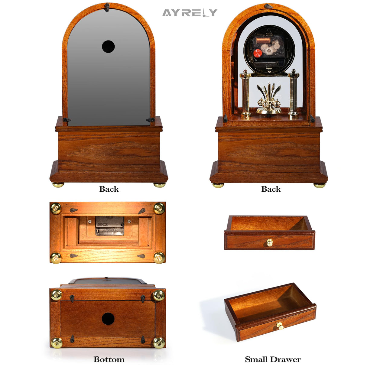 AYRELY® Wooden Table Anniversary Clock, Revolving Pendulum Mantel Clock, Antique Shelf Clock, Desk Grandfather Clock for Living Room, Home Decor Gift AYRELY