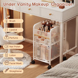 Hongtamoya Rolling Makeup Cart Organizer with 2 Drawers, Narrow Floor Skincare Organizers, Vanity Organizer Cosmetics Display Cases Holder for Skin Care Nail Polish Perfume Makeup Brush, White Hongtamoya