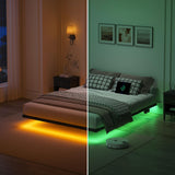 YORMDMO Floating Bed Frame Queen Size, Heavy Duty Bedframe with Smart LED Lights & Charging Station, Modern Metal Platform Bed, Easy Assembly No Box Spring Needed, 8 Inch YORMDMO