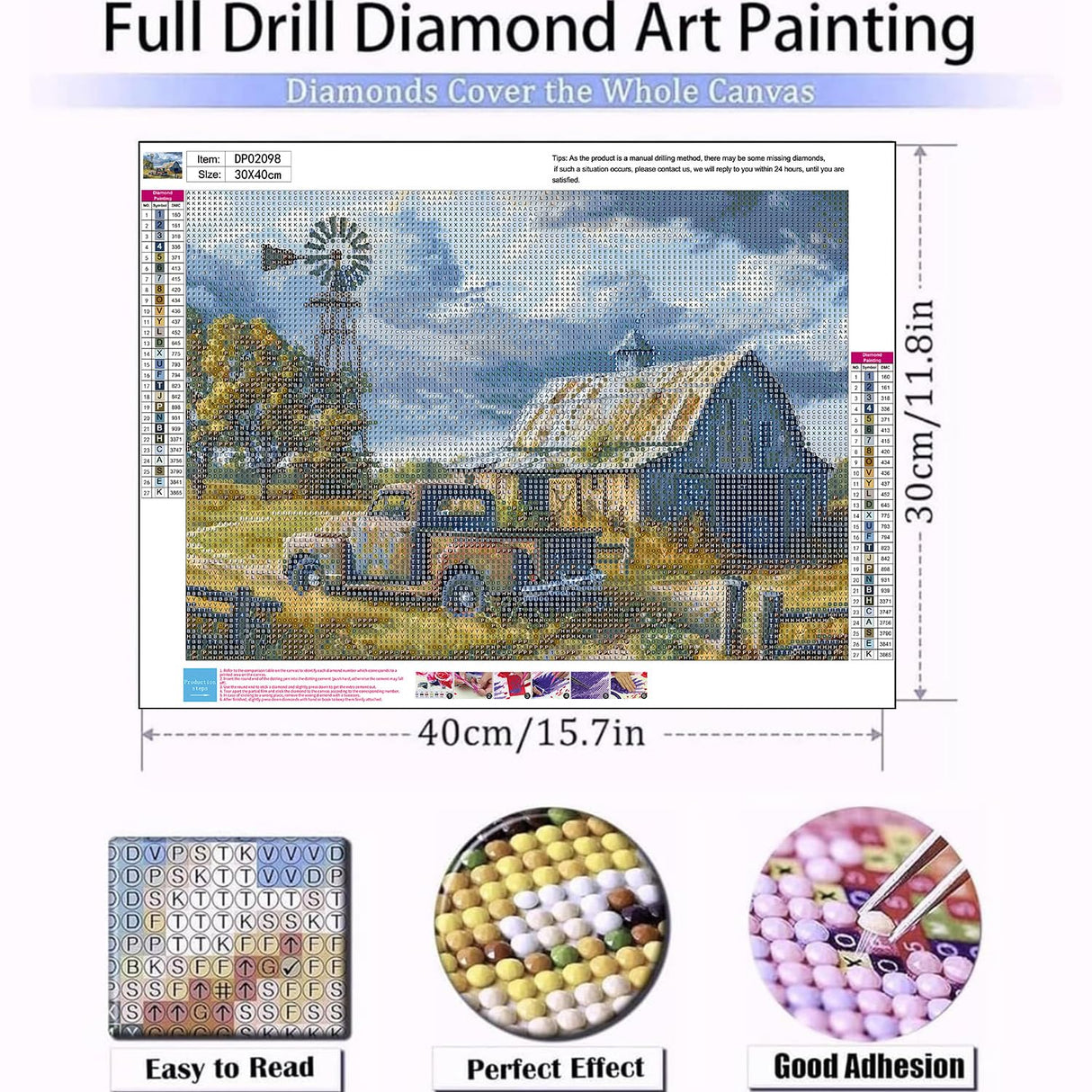 RYMILIE Farm Diamond Art Kits for Adults-Car Diamond Painting Kits for Adults Beginners,Forest 5D DIY Full Drill Round Gem Art Crafts Paintings for Home Wall Decor【11.8x15.7inch】 RYMILIE