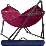 Tranquillo Double Hammock with Stand Included for 2 Persons/Foldable Hammock Stand 600 lbs Capacity Portable Case - Inhouse, Outdoor, Camping, Red Tranquillo