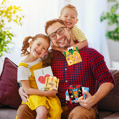 45 Set Father's Day Card Making Kits for Kids, Father's Day Shirt DIY Crafts, Bulk Father's Day Handmade Crafts for Classroom. (Father 45) Sereliy