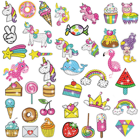 MEIEST 5D Diamond Art Painting Stickers Kits for Kids and Adult Beginners,Fun DIY Unicorn and Ice-Cream Mosaic Stickers by Numbers Kits,Creative Arts and Crafts Set and Handmade Gift MEIEST