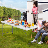 ZENY Plastic Folding Table 6 Foot, Portable Picnic Table with Carrying Handle, Indoor Outdoor Camping Table for Party, Dining, Banquet, Wedding, BBQ, White ZENY