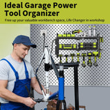 BCJJ Power Tool Organizer Wall Mount with Charging Station, Heavy Duty Steel, 3 Shelves, Black, 26.37 x 7.87 x 14.14 inches, Garage, Workshop, Shed, Tool Room BCJJ