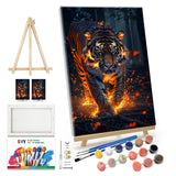 JOOZ Paint by Numbers Kit for Adults with Frame Tiger Paint by Number with Easel Animal Adult Paint by Number Kits on Canvas DIY Paint by Number for Adults for Gift Home Wall Decor 7.87x11.81 Inch JOOZ