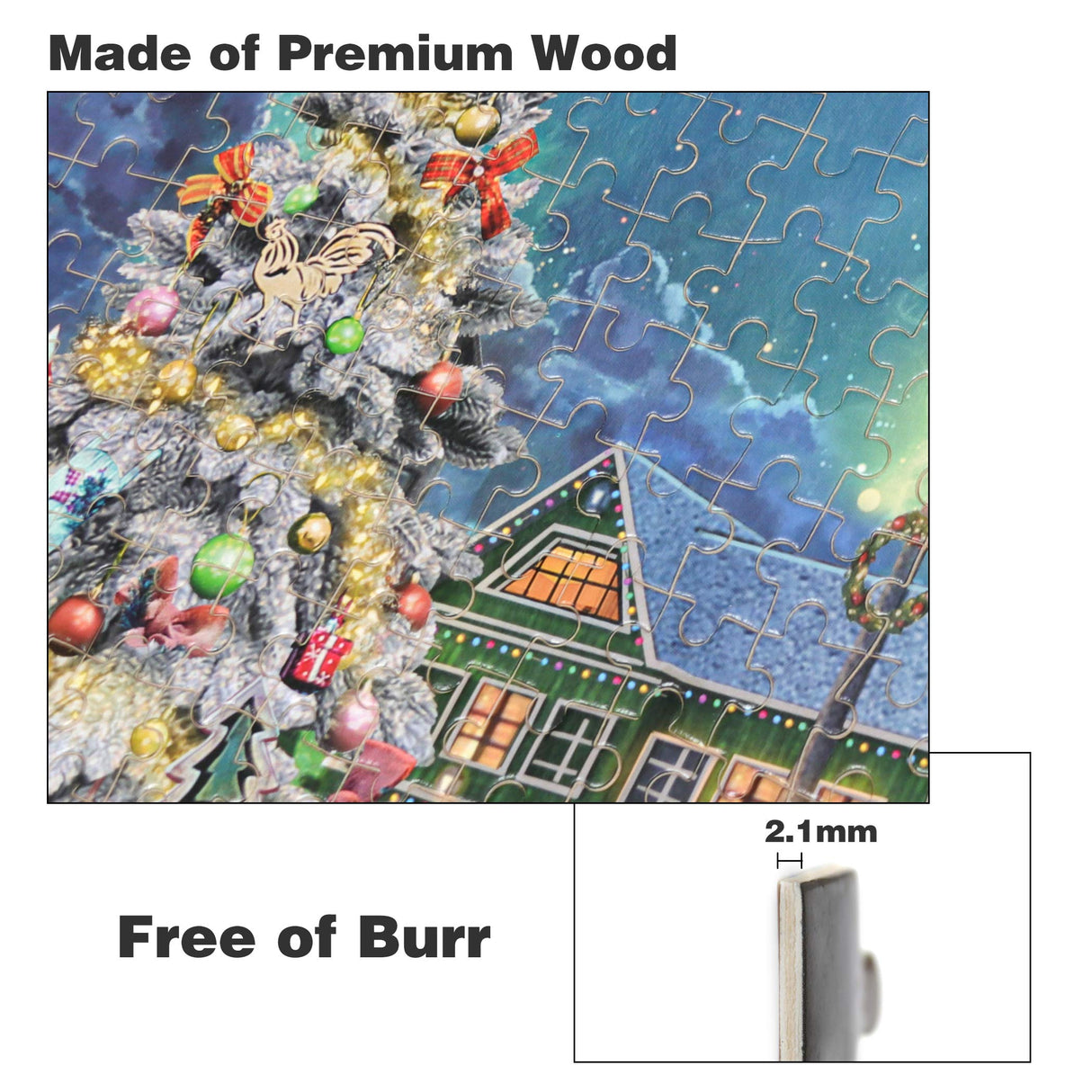 Becko US Puzzles for Adults 1000 Pieces, Wooden Jigsaw Puzzles, 1000 Piece Puzzle for Adults & Kids, Christmas and Holiday (Snow Scene) Becko US