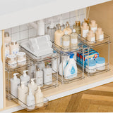 Yieach 4 Pack Under Sink Organizers and Storage,Clear Acrylic Bathroom Organizer and Cabinet Organization for Makeup,Medicine,Two Tier Pull Out Cabinet Organizer Drawers for Pantry,Vanity Storage Bins Yieach